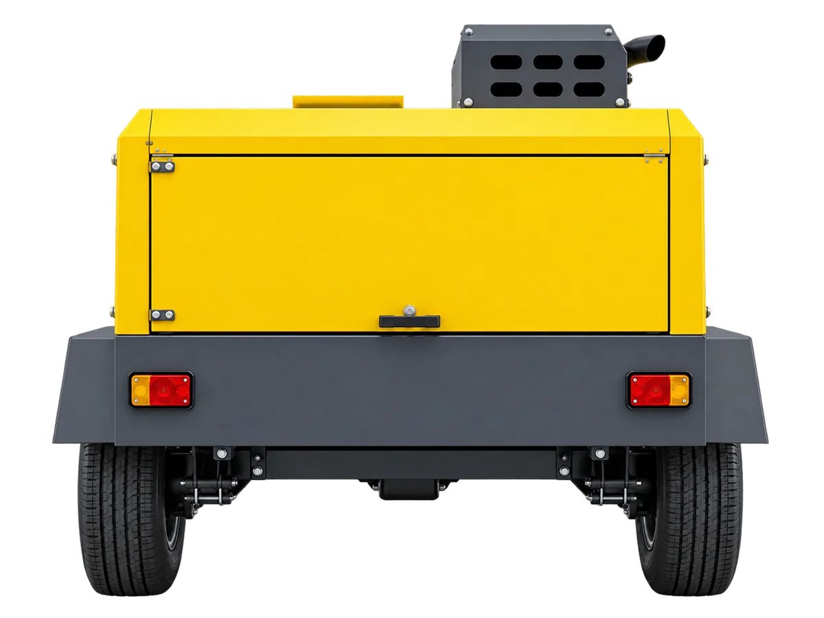 Compresora XAHS 400 PACE vista posterior, con luces del remolque